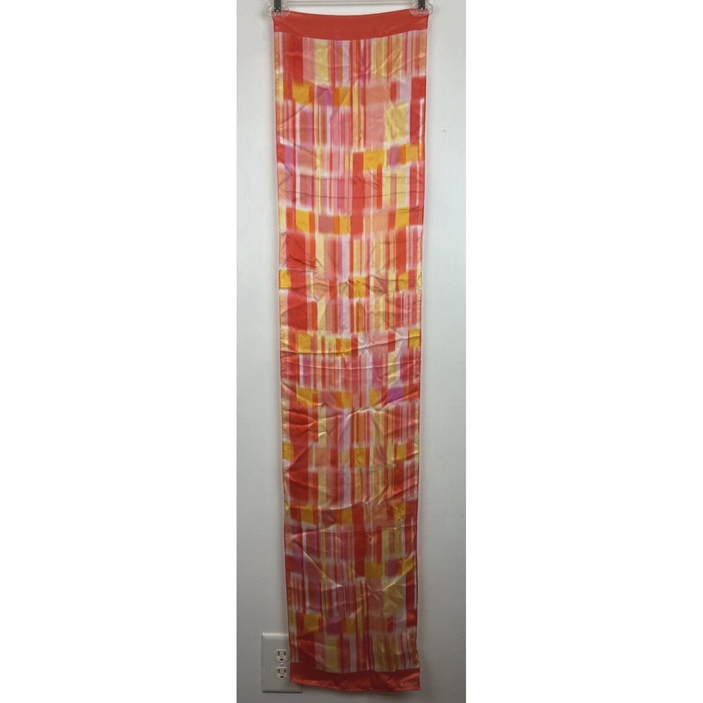 Echo Silk Scarf Rectangle Scarf Orange Pink Geometric Print Career Office Money